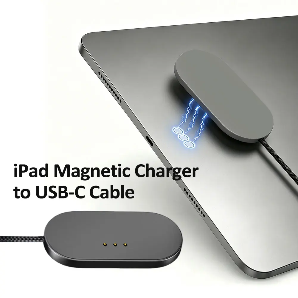 28W Magnetic Wireless Charger for iPad Pro/iPad Air Fast Charging Smart Connector Charger with 5.58ft USB-C Cable(Adapter Not)