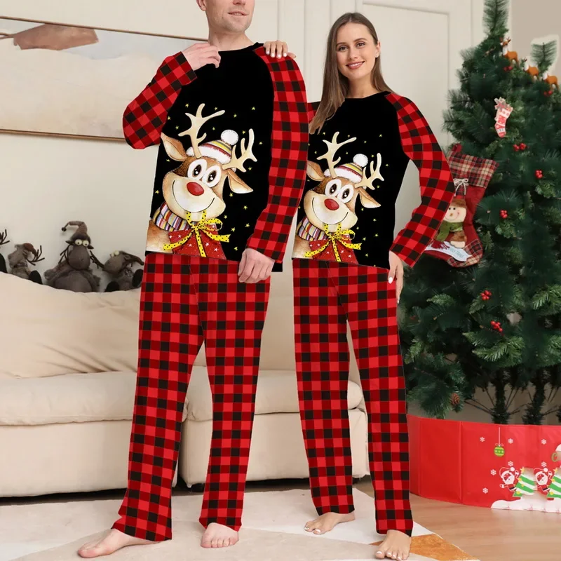 

Family Set Dad Mom Boys And Girls Home Wear Long Sleeve Top + Pants 2 Crawling Clothes Home Wear Christmas Family Suit Pajamas