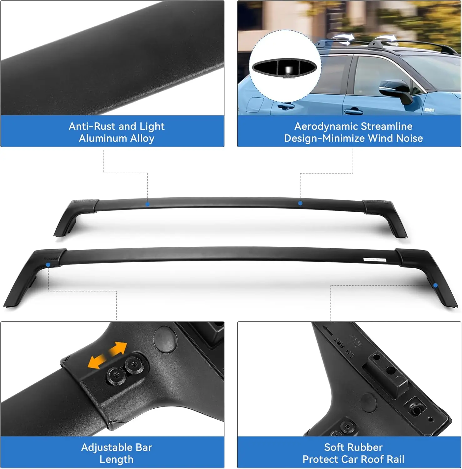 220LBS Lockable Aluminum Roof Rack Cross Bars for 2019-2025 Toyota RAV4 with Side Rails, Cargo Luggage Kayak Bicycle