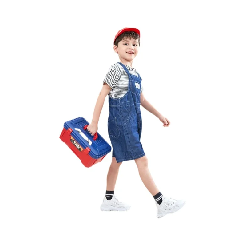 เด็กซ่อมกล่องเครื่องมือชุดจําลองไขควงไฟฟ้าและเจาะ Pretend Play วิศวกรรมประกอบของเล่นของขวัญเพื่อการศึกษา