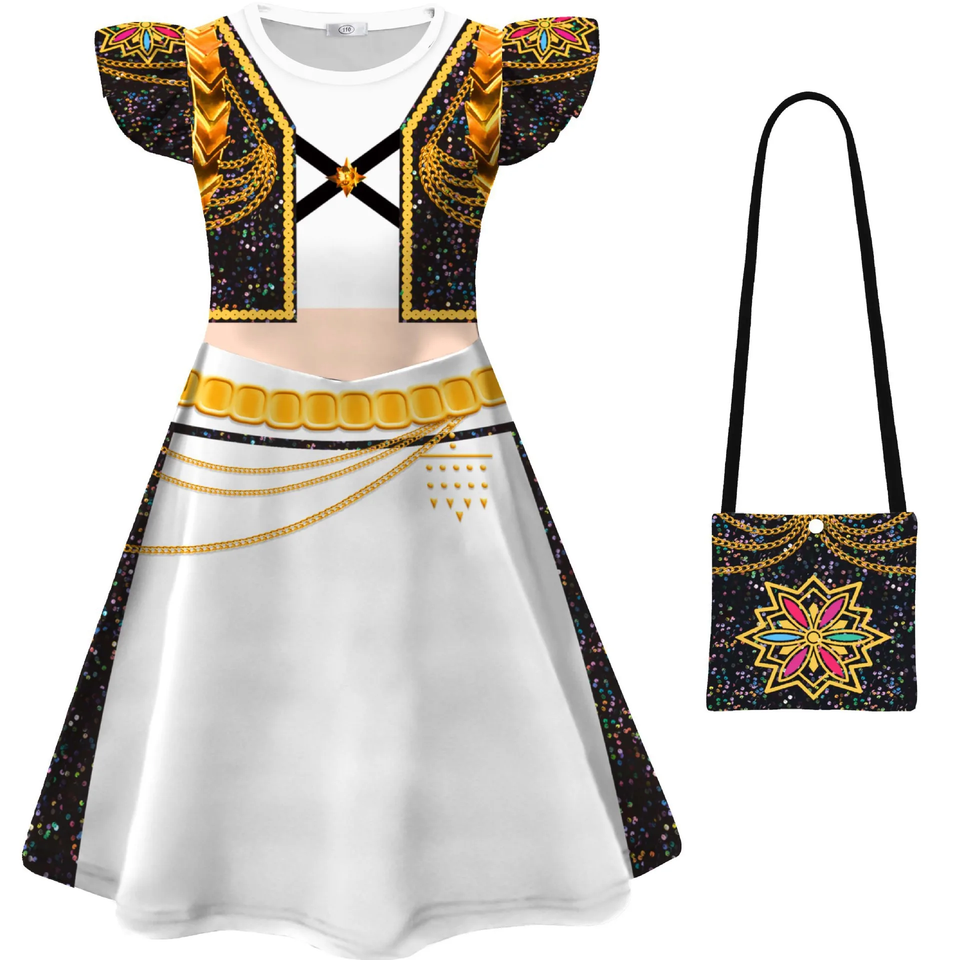 

2025 Zoey Mira Rumi Demon Hunters Cosplay Costume For Girl Halloween Party K-Pop Huntrix Golden Role Play Flying Sleeve Dress