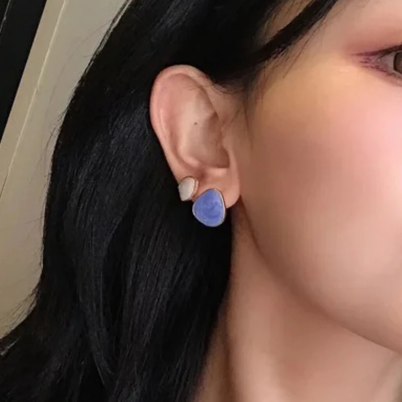 Fashion Jewelry Sweet Korean Temperament Colorful Geometric Stud Earrings For Women Female Gifts Simply Design Accessories