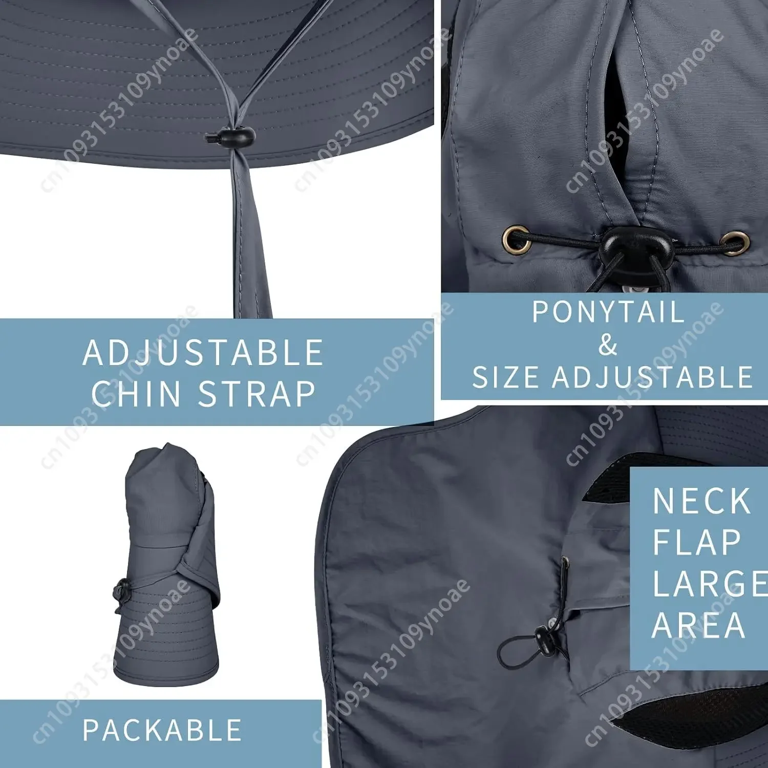 Sonnenhut für Männer und Frauen mit Nackenklappe, UPF 50+, UV-Schutz, zum Wandern, Angeln, Sonnenhut mit breiter Krempe für Damen und Herren, Herren, Damen, Outdoor