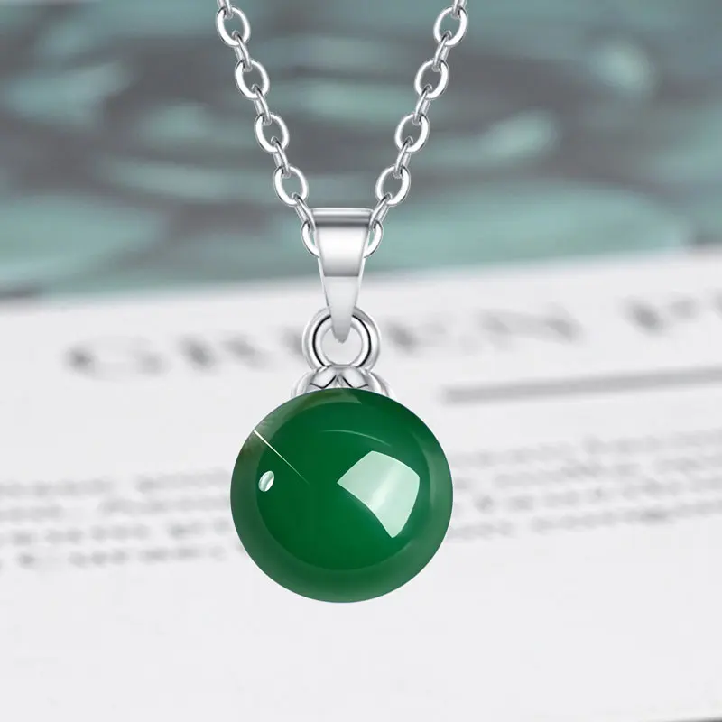 Halskette aus 925er-Sterlingsilber für Damen, natürlicher Achatstein, Hotan-Jade, Hochzeitsschmuck, Verlobungsanhänger, Party-Geschenk, fein – Detail 15