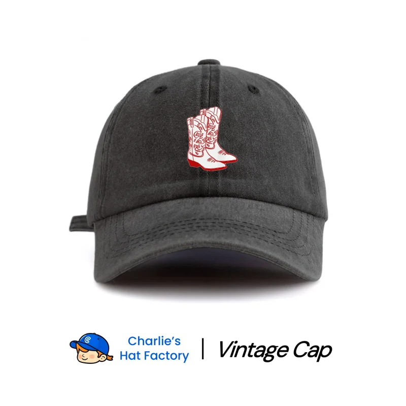 1 pc WESTERN COWBOY BOOTS Print Washed Baseball Cap, Classic Casual Stylish Vintage Soft Sweatband Adjustable Size Lightweight