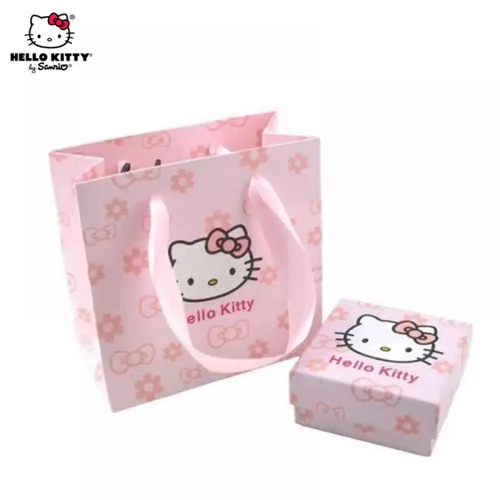 Sanrioed Hello Kitty Gift Box Gift Bag High-End Kawaii Cartoon Jewelry Pink Kt Accessories Packing Box Cute Cartoon Girl Heart