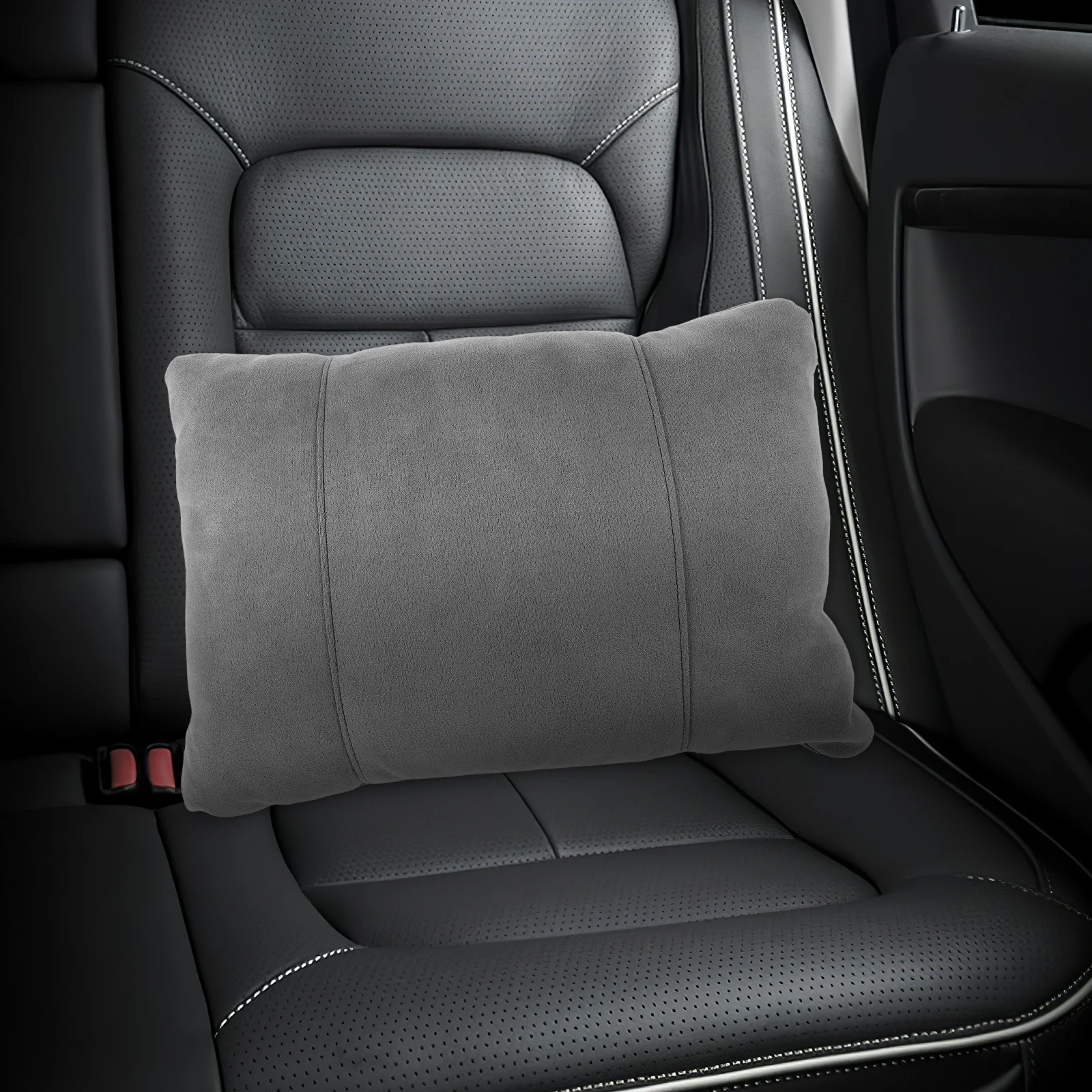 

Lumbar Support Cushion Grey High Elasticity Backrest For Car Seat Driver All Season Use Easy Installation Chair Back