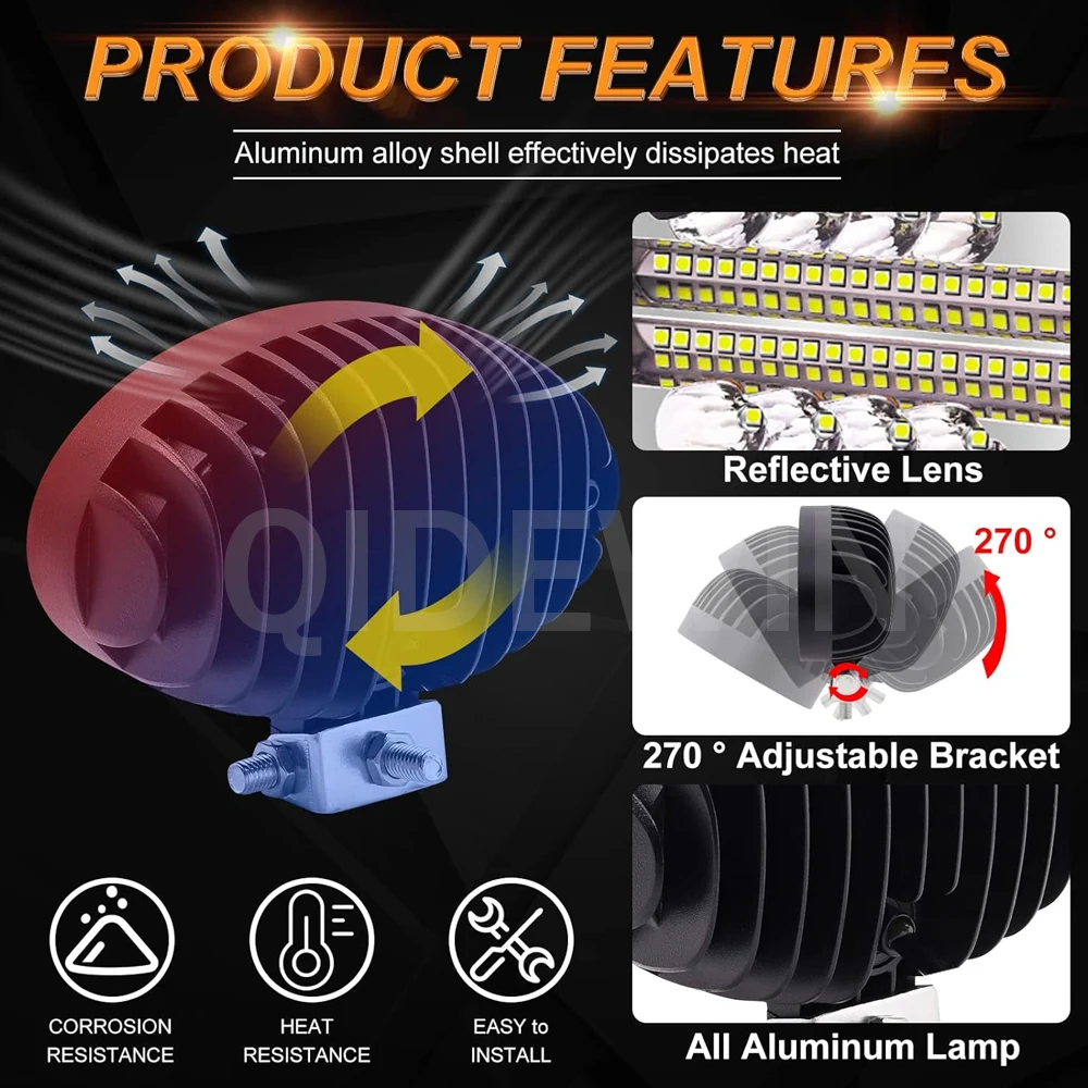 LED Traktor Oval Arbeitsleuchte 5 Zoll Autolampe 12V 24V Offroad-Kabinenscheinwerfer für Bergbau, Kran, Muldenkipper, Gabelstapler, ATV, Spotlight – Detail 7
