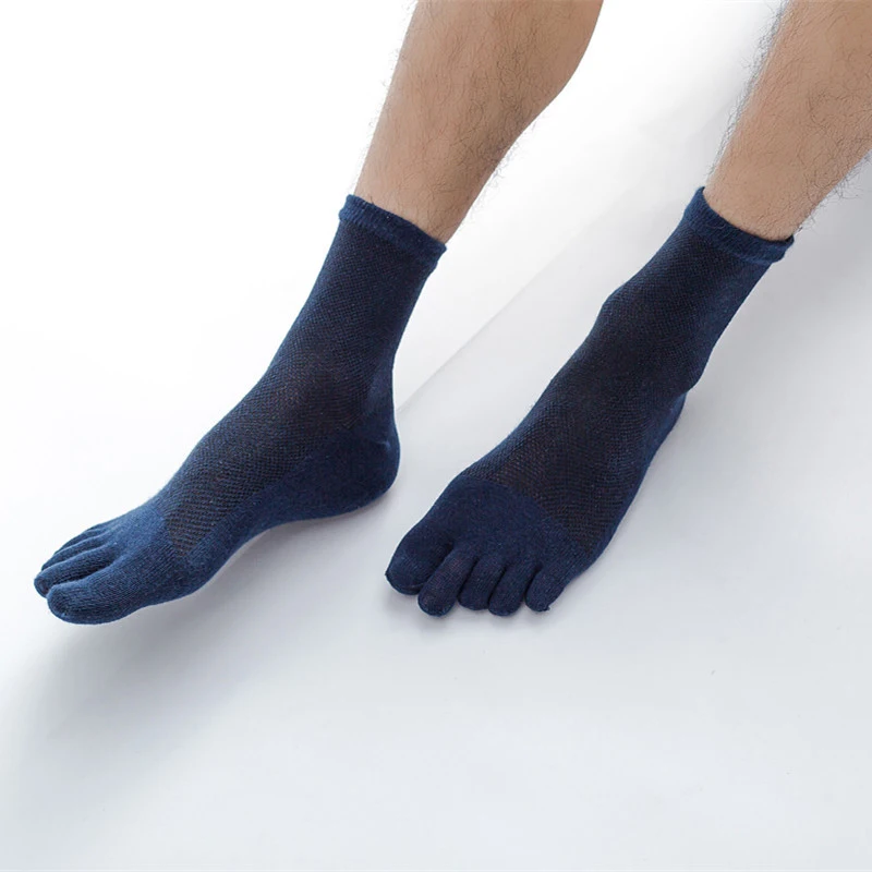 5 Paar einfarbige Fünf-Finger-Socken für Herren, einfache Mesh-Baumwollsocken, geruchsabweisend und atmungsaktiv, hochwertige Split-Toe-Socken – Detail 8