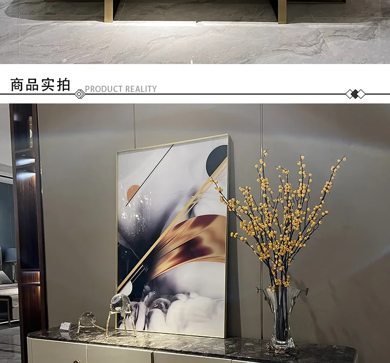 Italian light luxury solid wood TV cabinet hardware base marble surface floor villa post-modern home