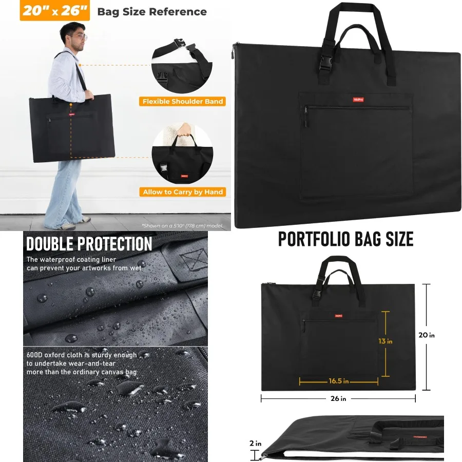 

Легкая художественная сумка-портфель, водонепроницаемый чехол 20 x 26 дюймов с регулируемым плечевым ремнем и верхней ручкой для безопасного транспортировки o
