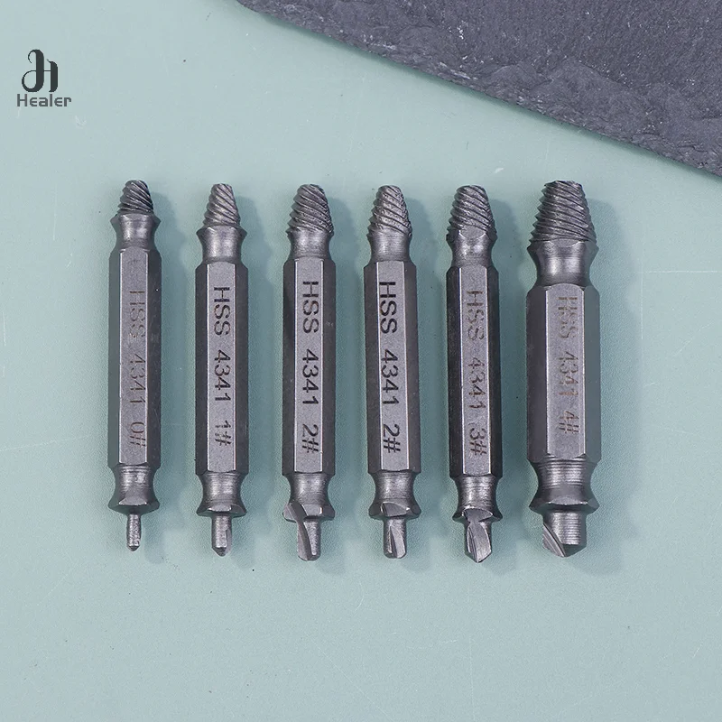 Damaged Screw Extractor Broken Bolt Stripped Set Double Head Tool Easy Out Removal Disassemble Stud Slip Teeth Demolish Remover