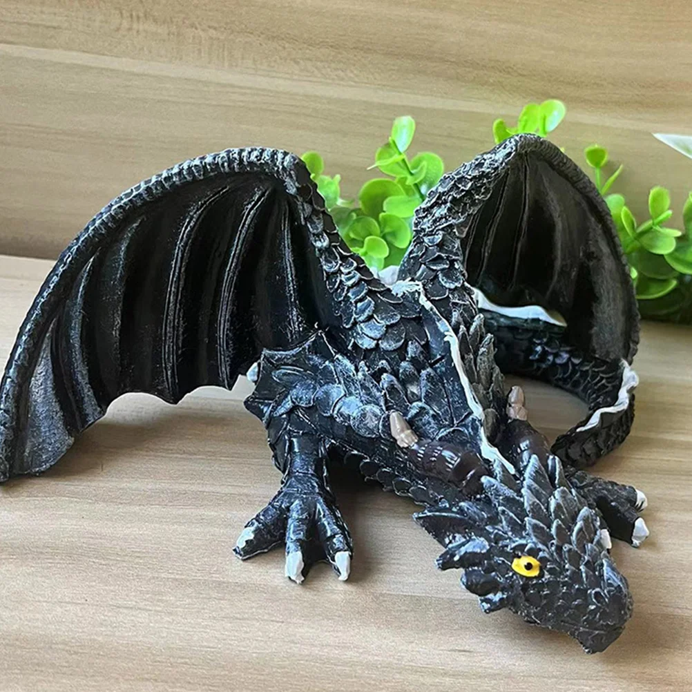 

Office Desk Decorations Evil Dragon Sculpture Ornament Statue 20X15X9CM Yard Shelf Accents Black Stone Garden Outdoor