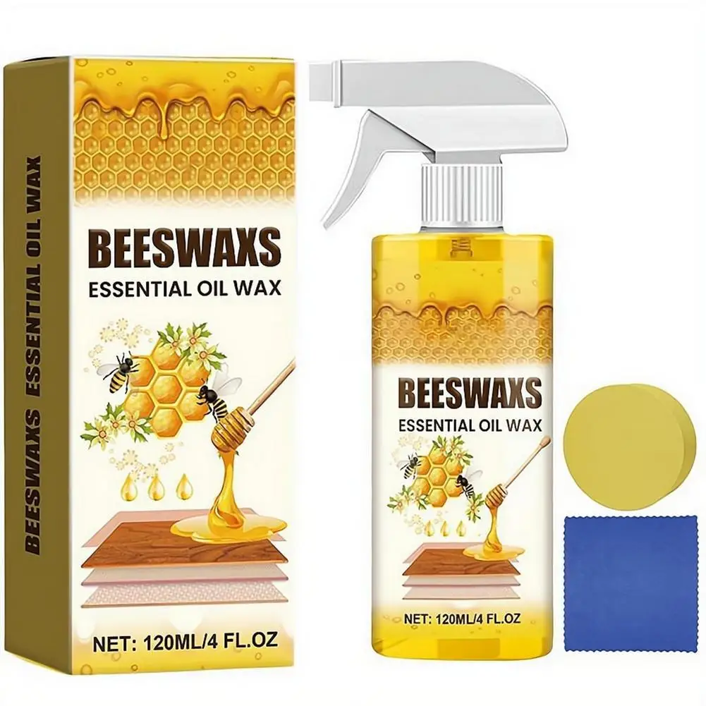 Natürliches Bienenwachs Holzpflege-Spray, Nährende Politur gegen Risse, Farbschutz & Wasserfeste Möbelbehandlung