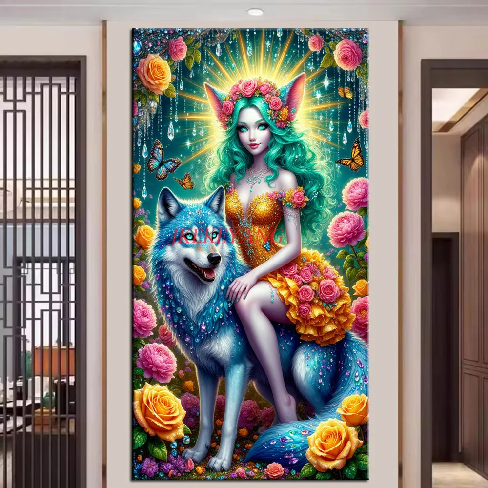 

Beautiful Fairy and Wolf Picture DIY Diamond Painting Cross Stitch Full Drills Diamond Mosaic New Collection Home Decor