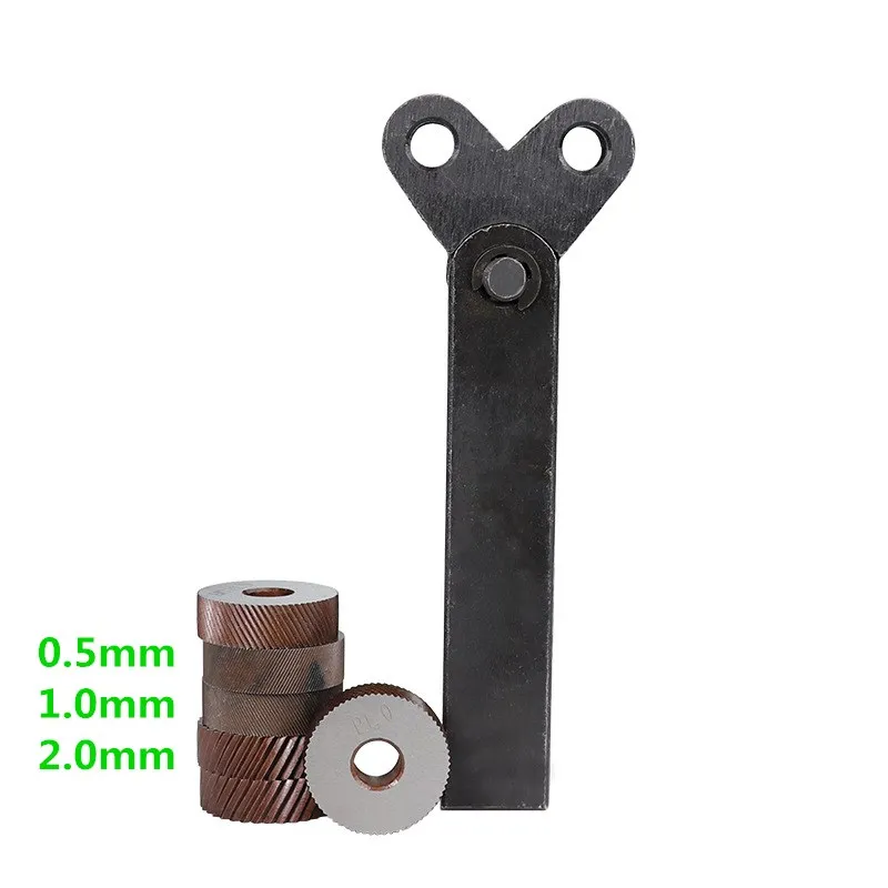 Dupla Roda Knurling Tool Kit, Linear Pitch Knurl Set, Aço Lathe Cutter, 7Pcs, 0.5mm, 1mm, 2mm