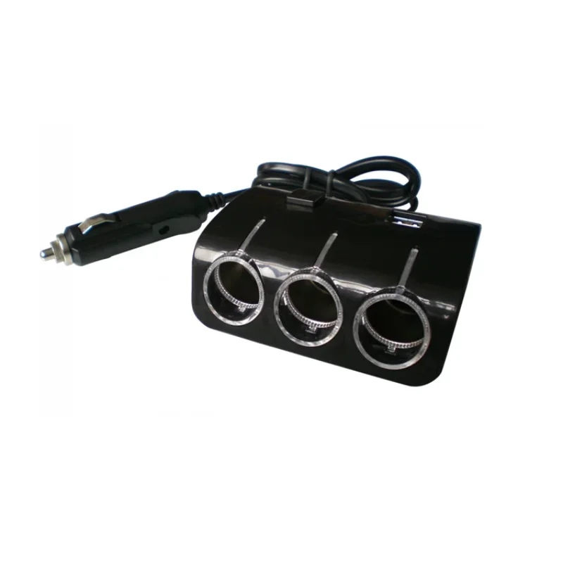 12V/24V Multifunctional Car Single Point Three-point Cigarette Lighter One To Three withUSB Power ConverterCar Charger SubSocket