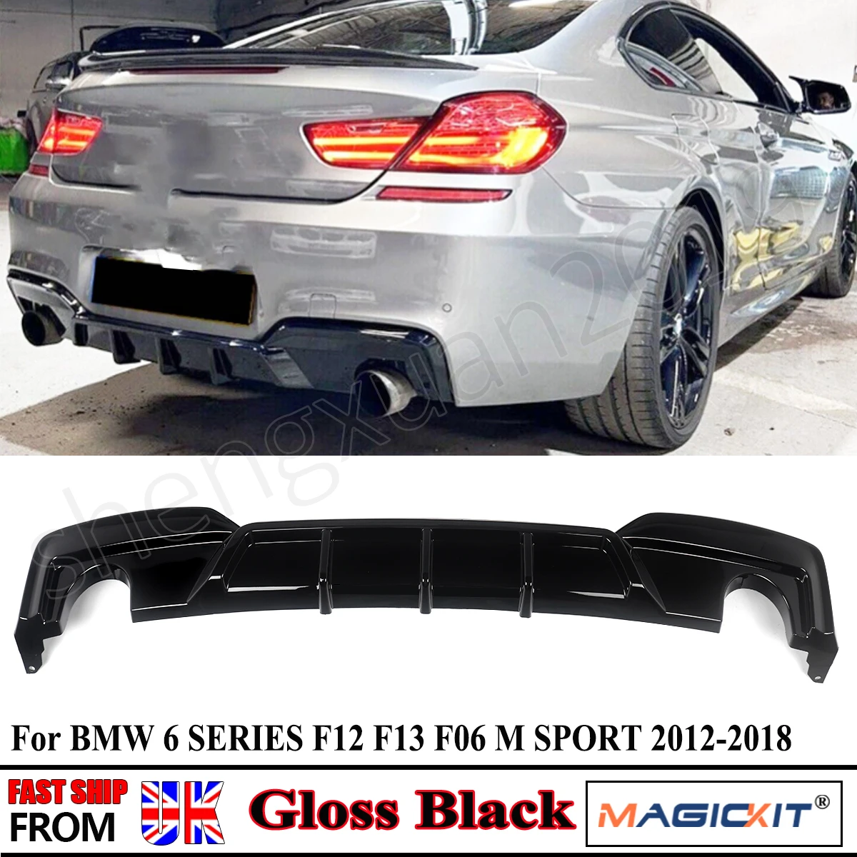 Car Rear Bumper Diffuser Lip for BMW 6 Series F06 F12 F13 640i M Sport 2012-2018 Bodykits Rear Lip Gloss Black