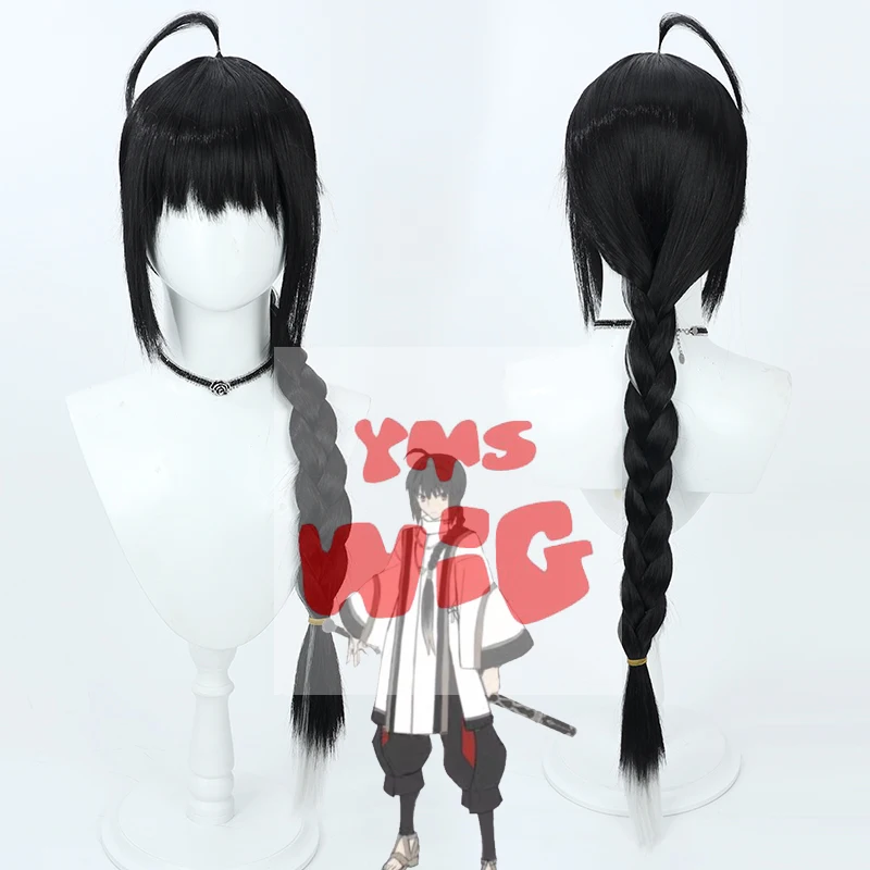 Fate Samurai Remnant Yamato Takeru Cosplay Wig 90cm Black Braided Heat Resistant Synthetic Hair Halloween Party Role Play