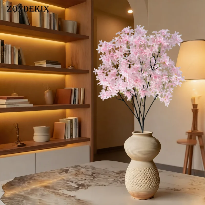 Großer künstlicher Kirschblütenbaum, lebendiges rotes Sakura-Set aus Kunststoff, Hochzeiten, Gärten, ideal für Weihnachten, perfekt für Thanksgiving – Detail 9