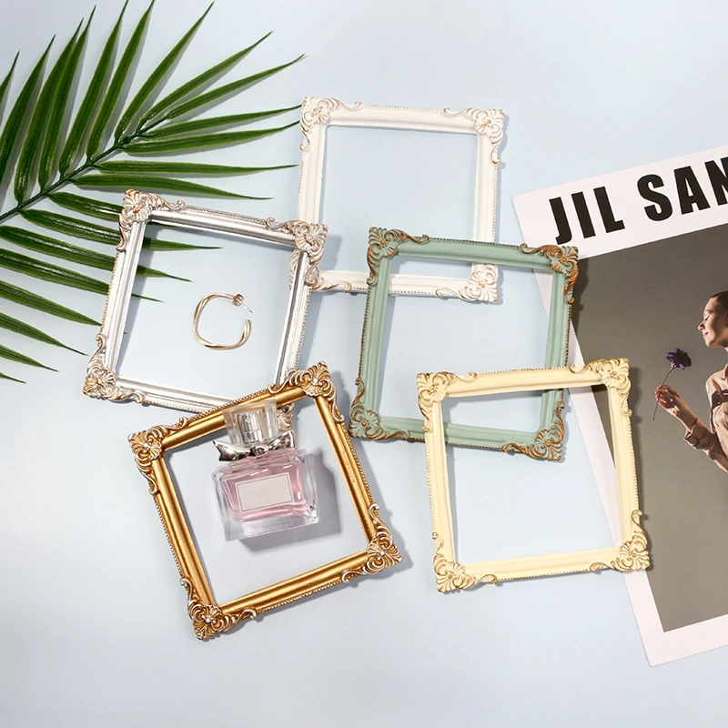 Retro Photo Frame Relief Picture Frame Embossed Photocard Holder Shadow Box Frames Perfume Display Stand Photo Props Cadre Photo