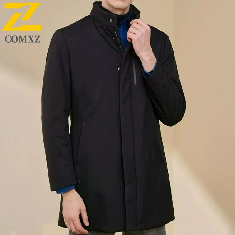 

2025 Men's Winter Long Jacket Light Luxury Fashion Warm Thickened Hooded Parka Coat Male Vintage Casual Ski Puffer Padding Coat