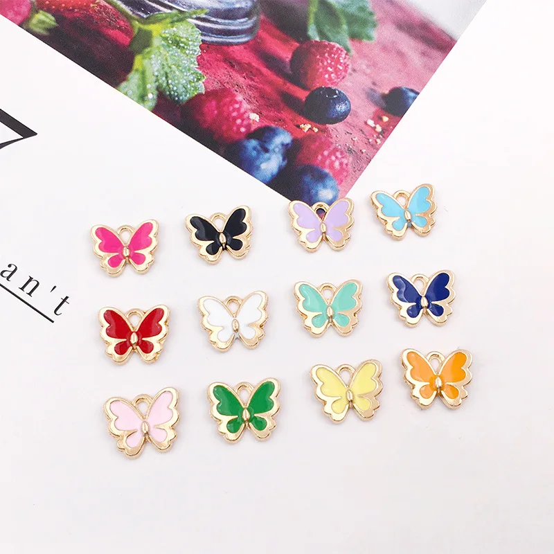 

Lateefah DIY Handmade Jewellery Accessories Drip Oil Small Butterfly Pendant Necklace Earrings Bracelet Pendant Material Package