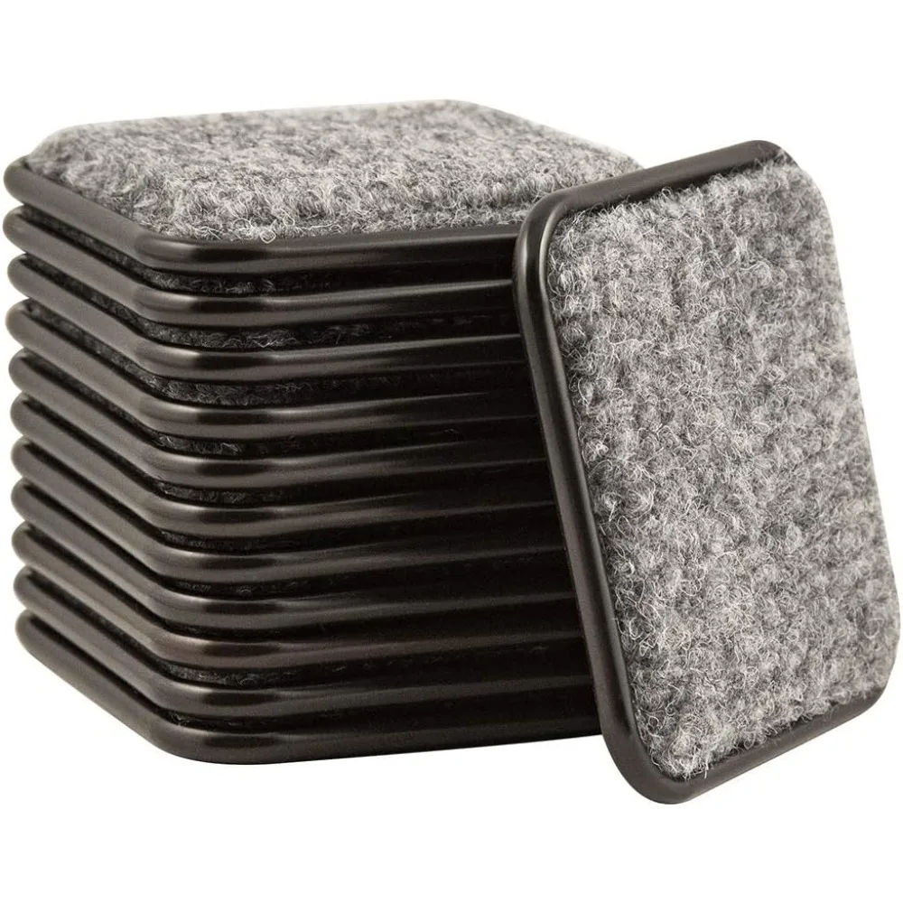 

2 1/2 Square Reusable Carpet Bottom Furniture Caster Cups to Protect Hardwood, Tile or Laminate Floors, Brown/Gray (12