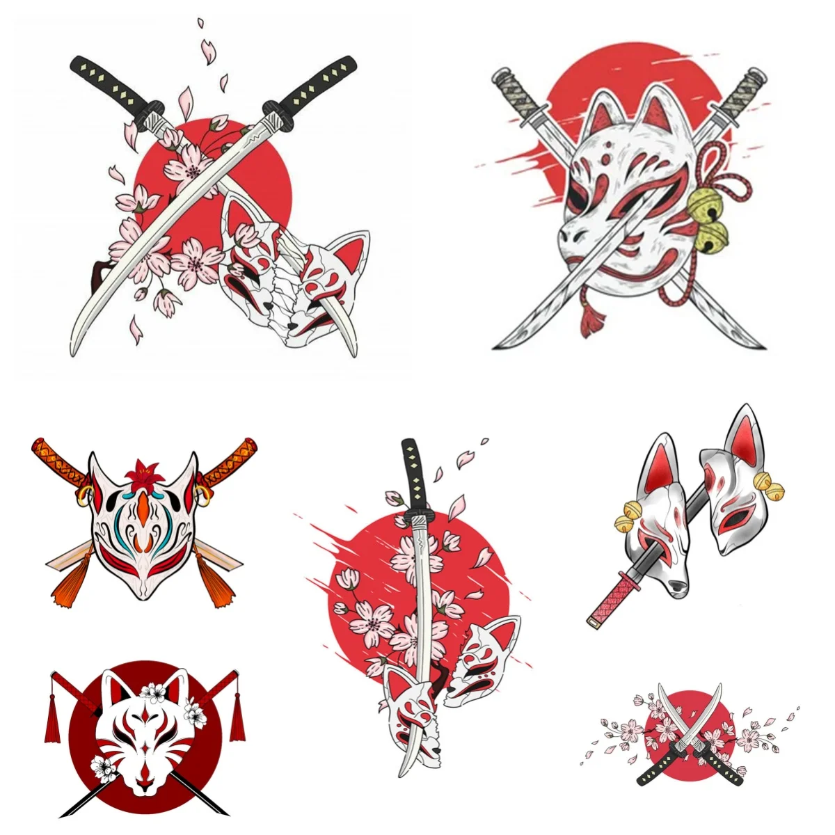 

Classic Fox Mask and Samurai Sword Car Stickers Windshield Bumper Sunscreen Custom Printing Vinyl Decals Decorative
