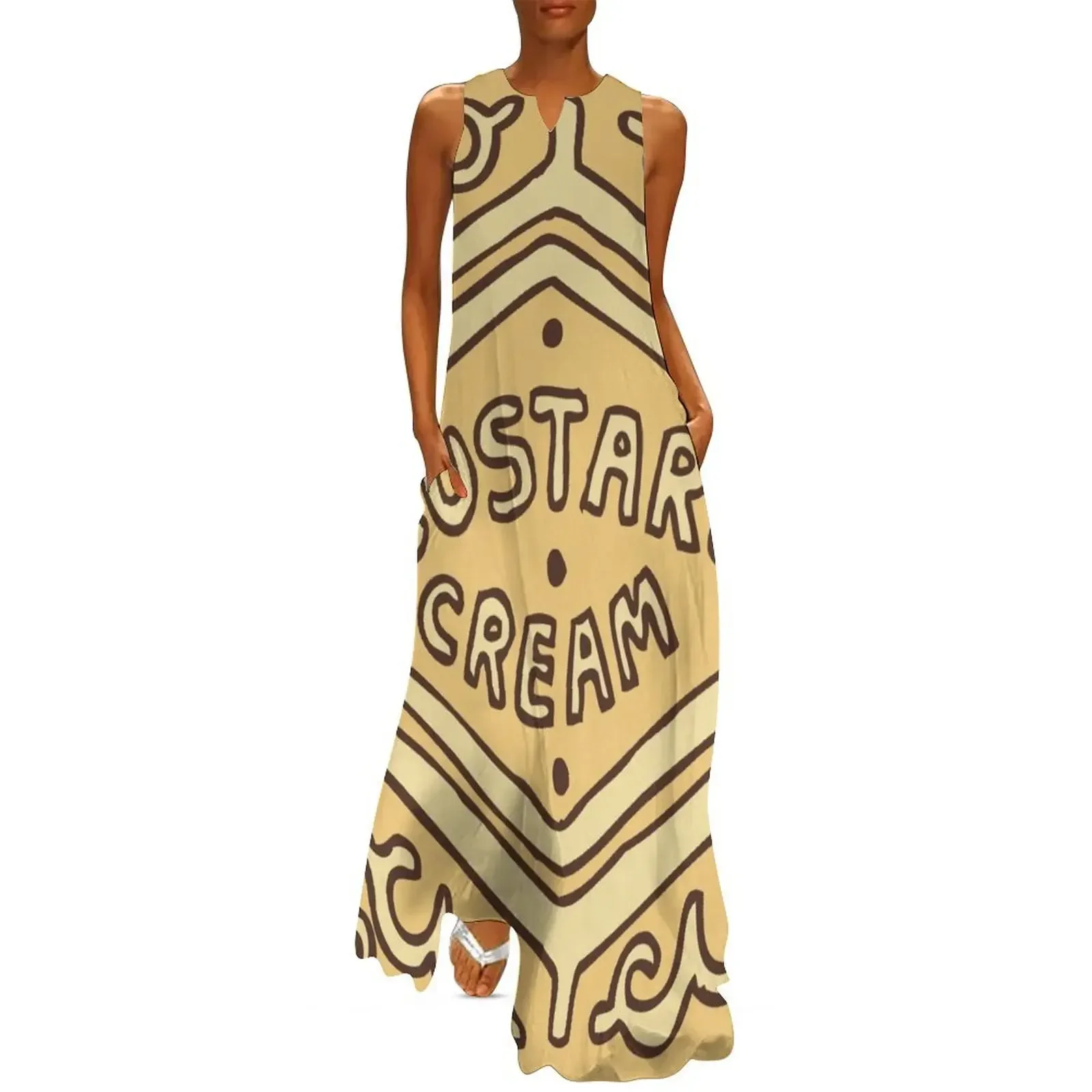 

Custard Cream British Biscuit Long Dress Party dresses prom dress 2025 long sleeve dress summer dresses ladies 2025