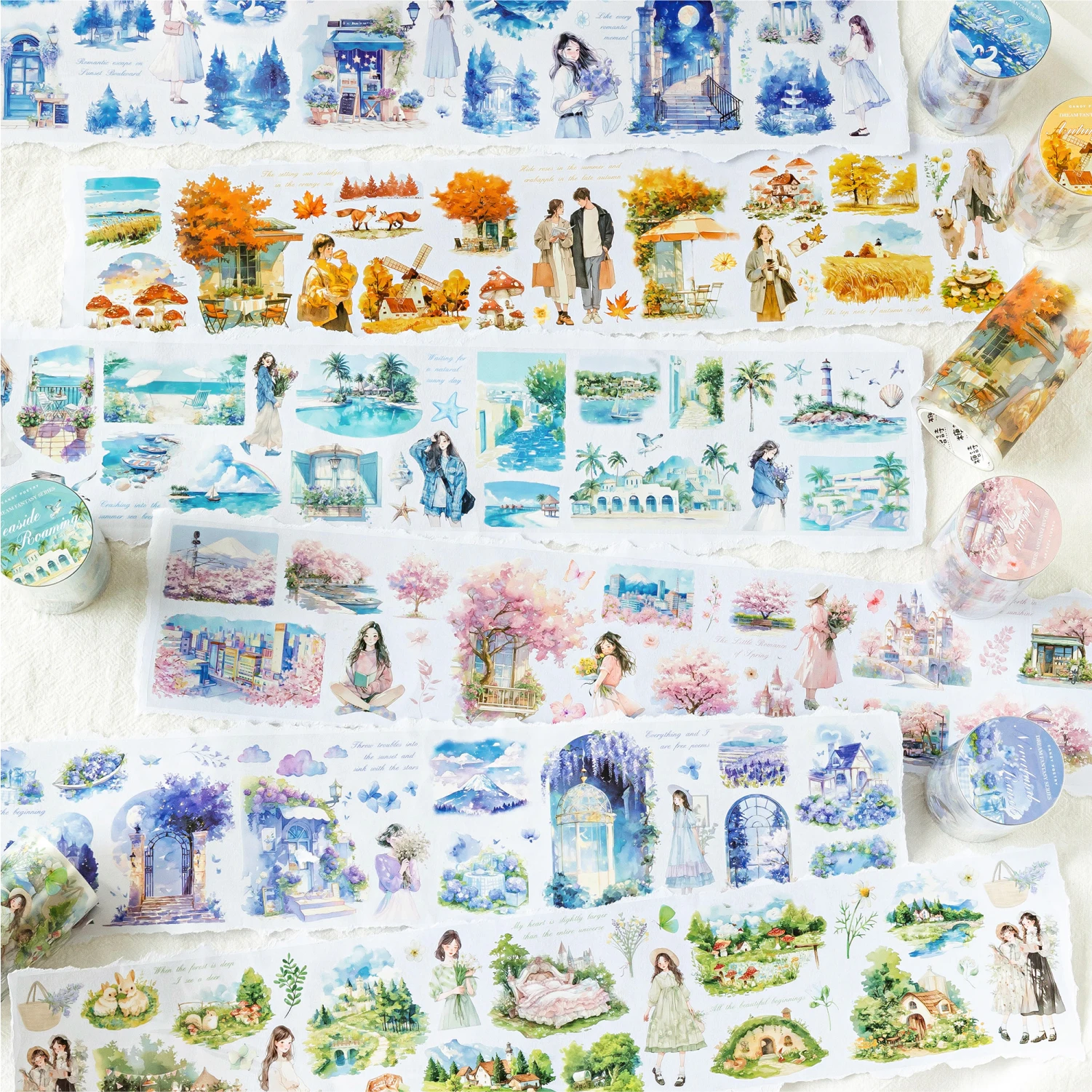 6 styles 70mm*200cm Dream Reverie series tape PET Material Scrapbooking Sticker Cute Supplies Decorative  DIY Sticker