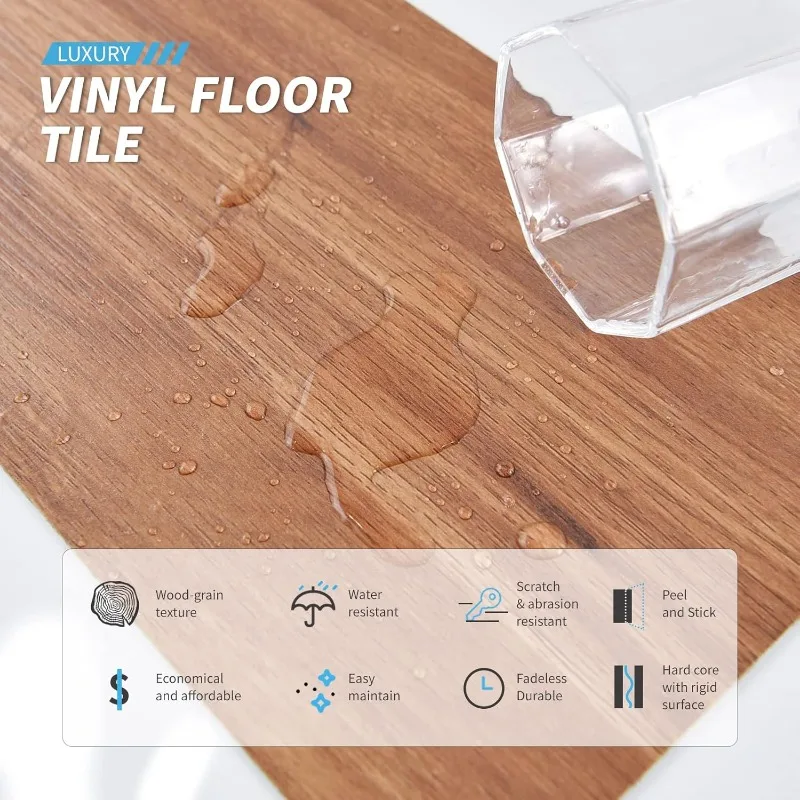 36-Pack Peel and Stick Floor Tiles Vinyl Plank Flooring Wood Look, samoprzylepna i wodoodporna naklejka na kafelki do sypialni