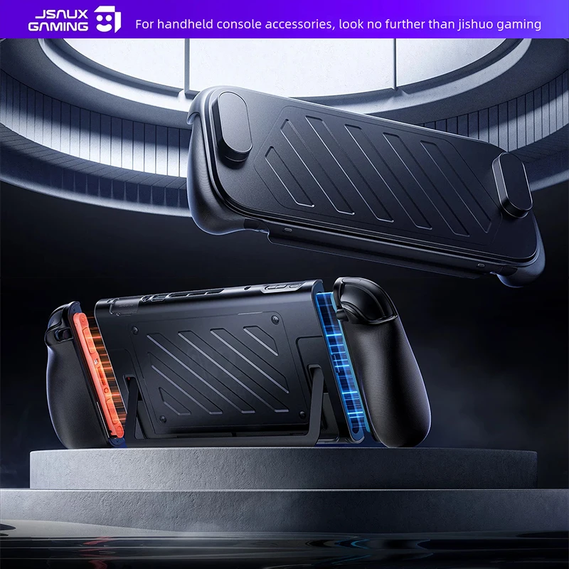 Funda Protectora JSAUX para Switch 2, Carcasa Completa con 10 Ranuras para Tarjetas/Soporte/Cubierta Frontal Desmontable, Accesorios para Juegos Joycon NS2