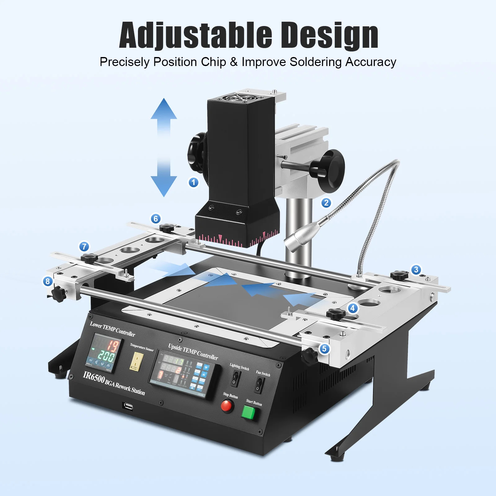 BGA Rework Station 1250W Welding Hot Plate IR Heating USB Connectivity Precision Welding Tool for BGA/CSP Repair