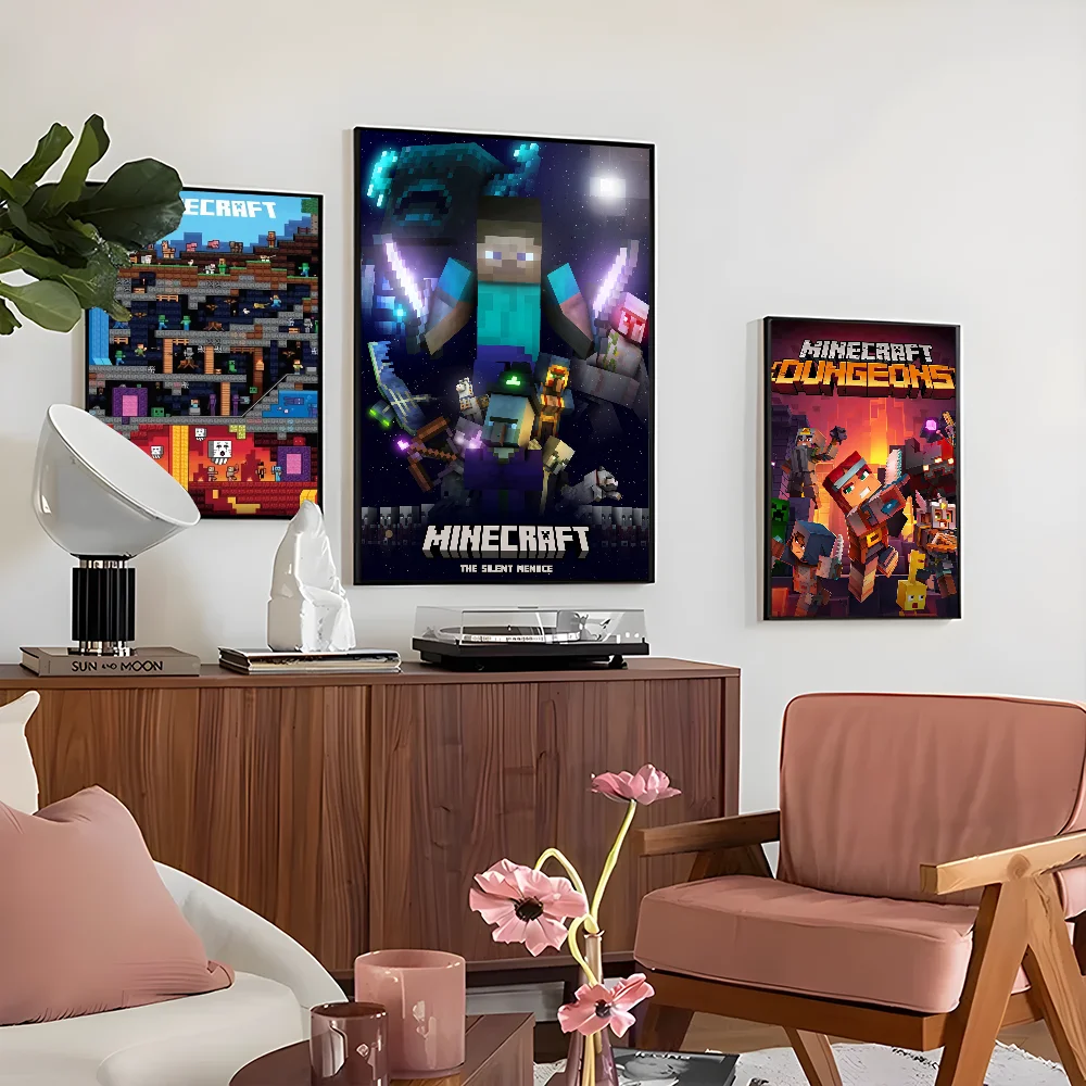 1PC Game M-Minecraft Poster Self-adhesive Art Waterproof Paper Sticker Coffee House Bar Room Wall Decor