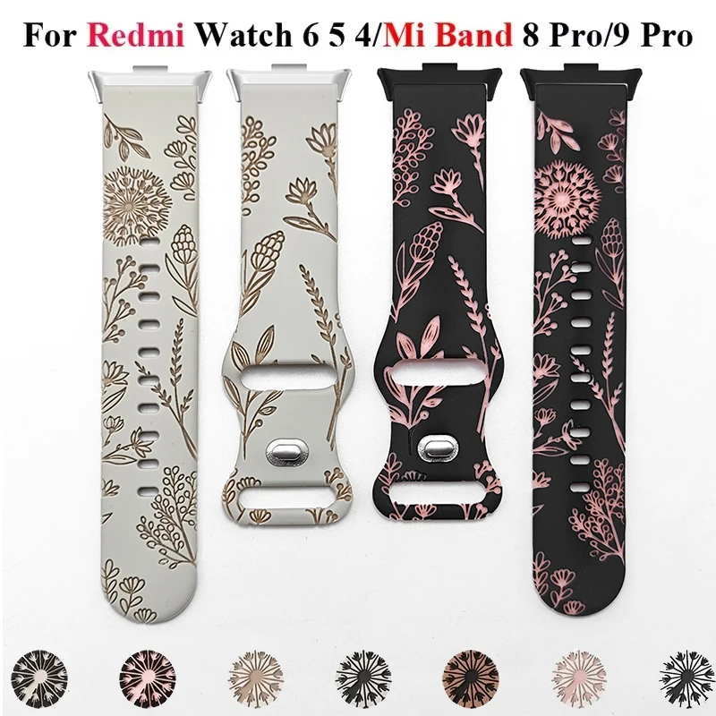 Silikonarmband für Xiaomi Mi Band 9 Pro/8Pro Zweifarbiges Löwenzahn-Armband für Redmi Watch 4/5/6 Ersatzband Correa