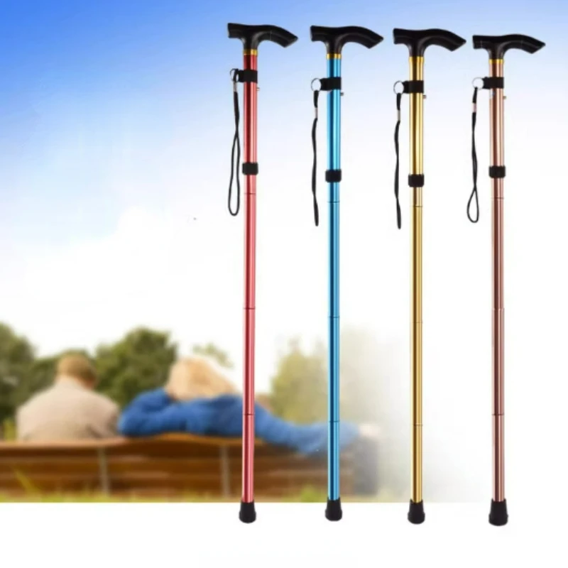 

T-handle Telescopic Crutch Five Section Ultra Short Elderly Crutches Adjustable Folding Walking Sticks Shockproof Portable Stick