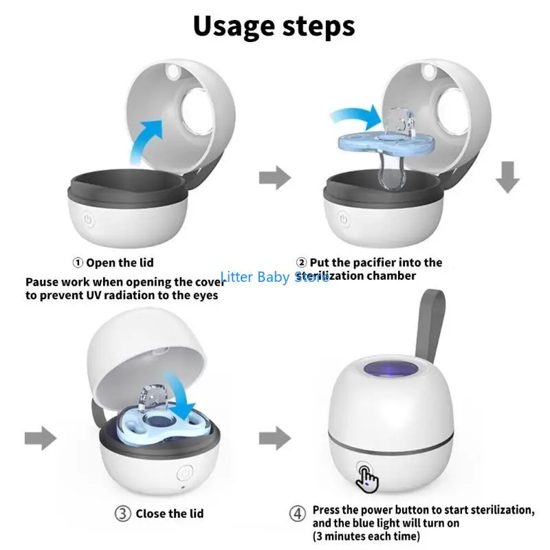 N80C Thân thiện với du lịch Lưu trữ núm vú giả Làm sạch hiệu quả Pin dung lượng 400mAh tích hợp có đèn LED