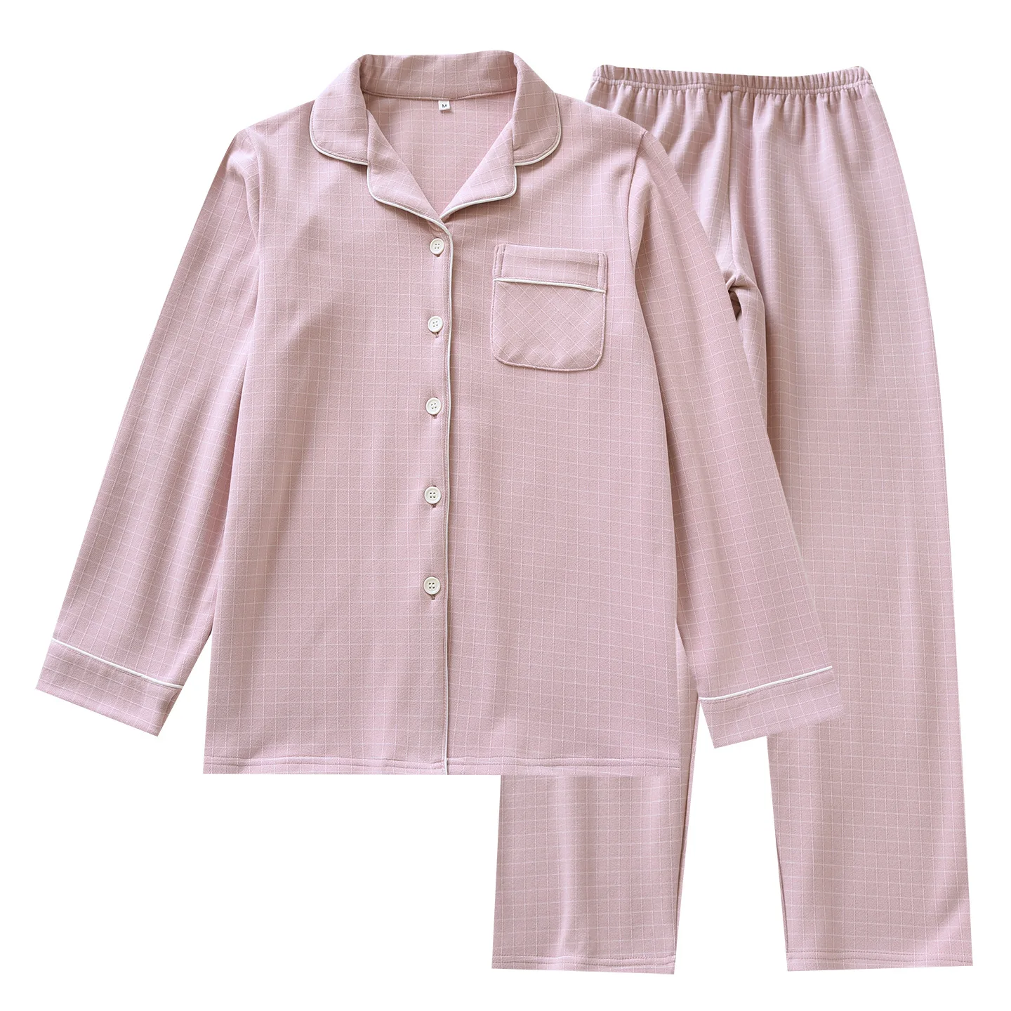 الخريف والشتاء زوجين منامة منقوشة ملابس منزلية بسيطة المرأة طويلة الأكمام الرجال ملابس المنزل فضفاضة مجموعة