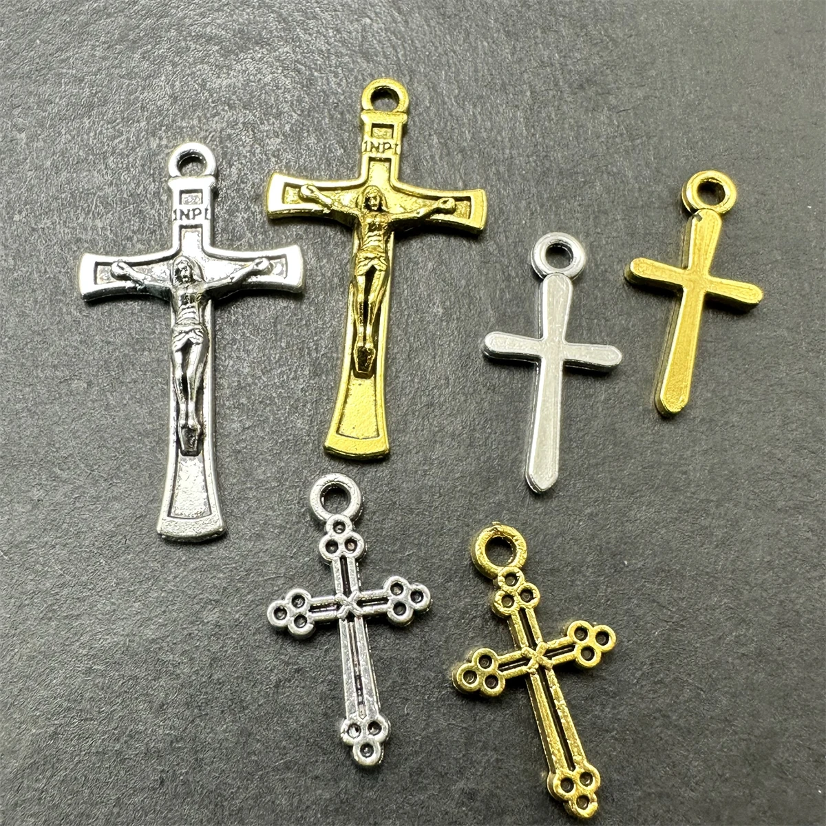 Two Colour Charm Vintage Crosses Pendant Religious Faith Charms Jewelry Findings Making Bracelet Necklace Earrings Accessories