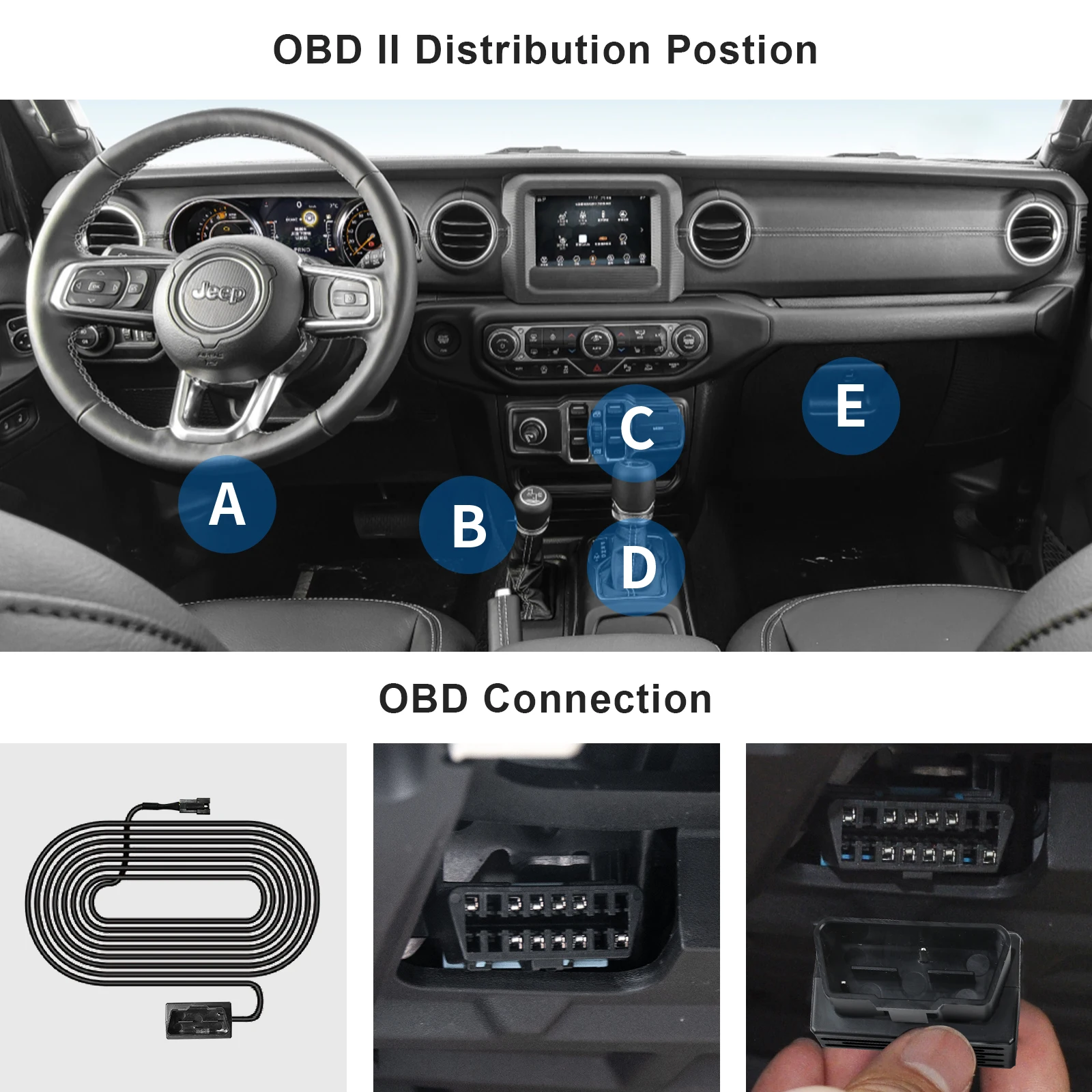 OBD II Connector USB Cable Power Adapter for Mangoal Dash Cam Upgrade Parking Monitoring Hardwire Wire Kit Accessories