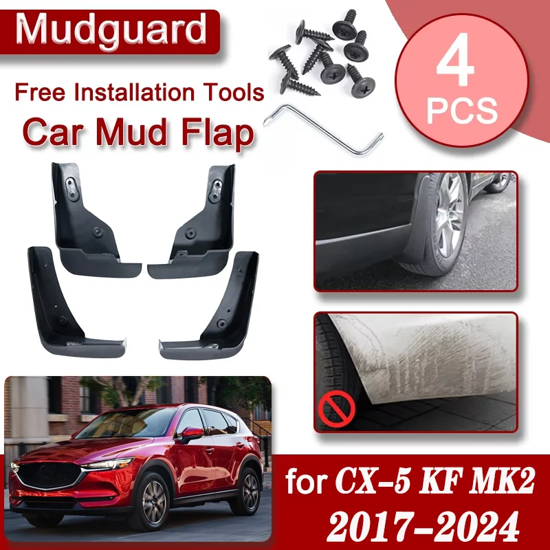 

Car Front Rear Mudguard For Mazda CX-5 KF MK2 2017-2024 CX5 CX 5 4PCS Car Accessorie Luxury Fender Mudguard Anti-splash Mud Flap