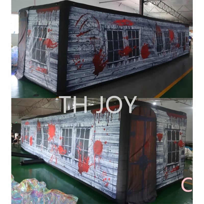 fast shipping,11x3m Halloween inflatable haunted house maze,spray painting inflatable maze game with roof