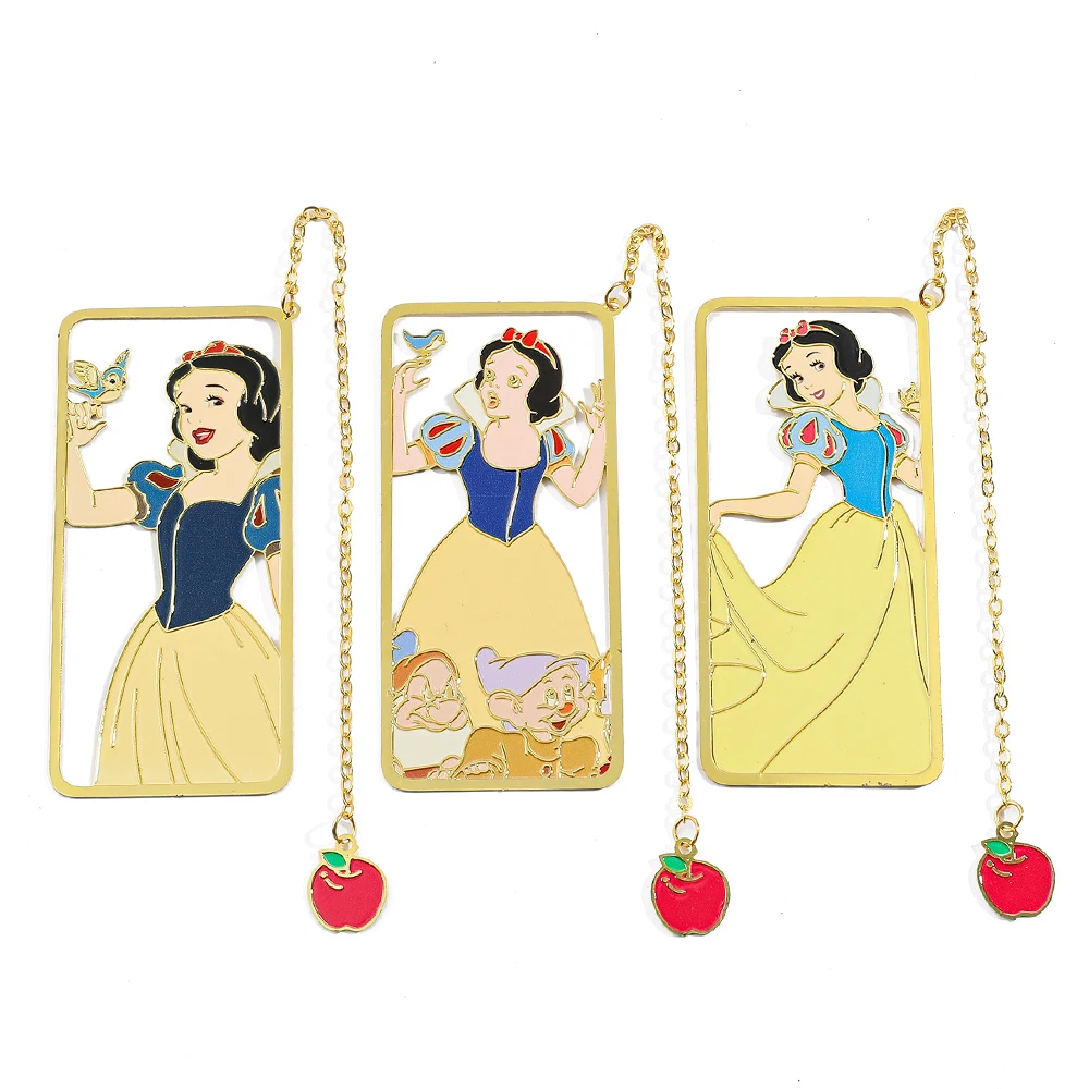 

Romantic Snow White Bookmark Cartoon Princess Metal Bookmark Book Page Mark Stationery Leaning Reading Supplies Gift for Girls