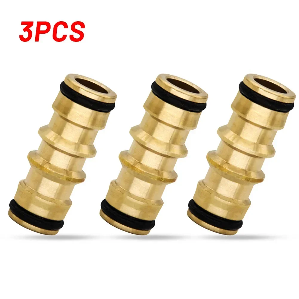 3PCS Solid Brass Hose Pipe Connector Double Male To Male 1/2'' Hose Pipe Connector Quick Connector Female To Female Hose Ends