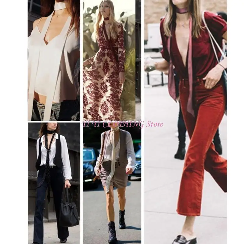 

N5KF женский узкий шарф, тонкий колье, пояс, шарф, сумка с ручкой, шелковое ощущение