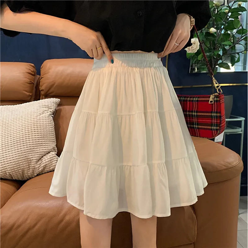 High Waist Loose A-Line  Skirt Versatile Business Women's Skirt mid Waist Pleated Skirt PVC Fabric Medium Stretch
