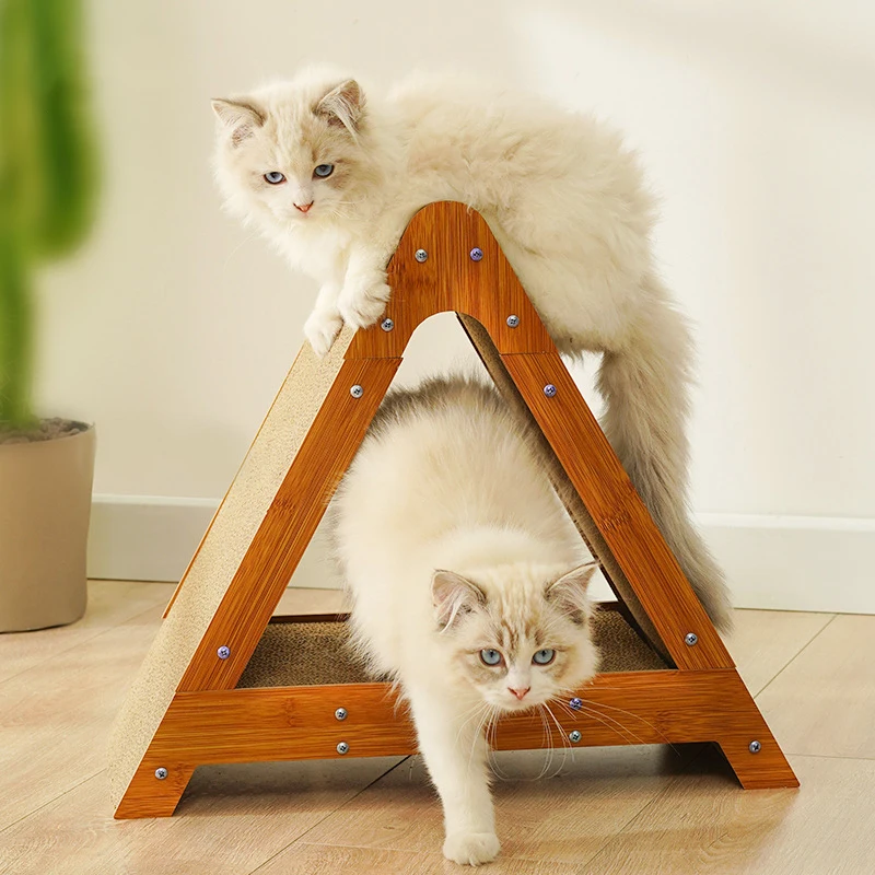 L-shaped Right-angle Cat Scratching Board Durable Corrugated Cat Scratcher Pad Bell Toy Cat Scratching Ball Toys