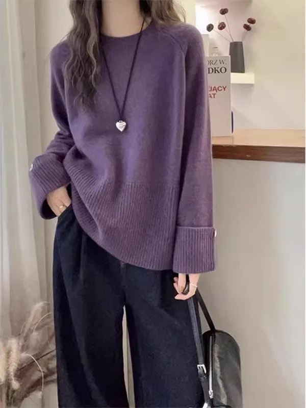 

Ele Color round Ne Long Sve Women's Knitwear Base Layer Faionable Inner Wear Autumn Winter High End Top