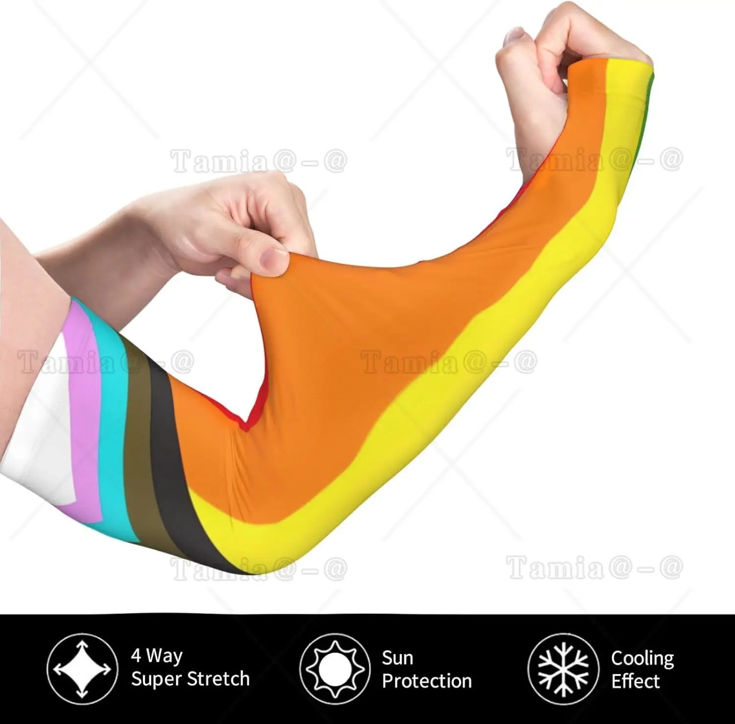 LGBT Gay Pride Cooling Sleeves สําหรับผู้หญิงผู้ชายแฟชั่นแขนแขนป้องกันแสงแดดพร้อมรูนิ้วหัวแม่มือสําหรับกีฬากลางแจ้ง